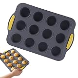 Photo Gallery dreamsolearoy stampo in silicone per muffin, 12 pezzi, con manico, antiaderente, per cupcake e mini torte, resistente al calore 230 °c (grigio e giallo) Photo Gallery dreamsolearoy stampo in silicone per muffin, 12 pezzi, con manico, antiaderente, per cupcake e mini torte, resistente al calore 230 °c (grigio e giallo)