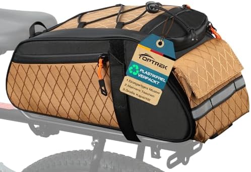 toptrek 3-in-1 Fahrradtaschen für Gepäckträger 10L Wasserdicht | Fahrradtasche Gepäckträger, Gepäckträgertasche mit Tragegriff und Schultergurt