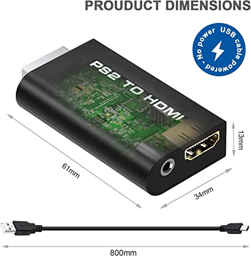 Image of MICROWARE PS2 to HDMI Converter Adapter, Supports All PS2 Display Modes