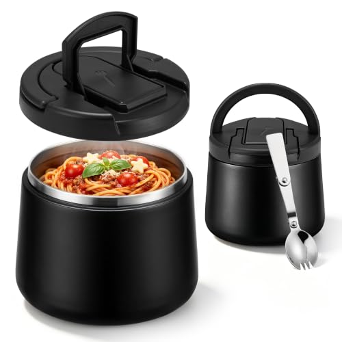 Itslife Soup Thermo for Hot Food Kids 14oz Lunch Containers with Buckle Lid Wide Mouth Hot Food Jar Vacuum Insulated Stainless Steel Bento Box Leakproof with Spoon