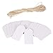 Produktbild JZK 100 Weiß Rectangle Papier Geschenkanhänger + 20m Jute Hanfseil, klein Etiketten für Gastgeschenk Box Lesezeichen Adventskalender Hochzeit Geburtstag Party Karte, Größe 9 x 4.5cm
