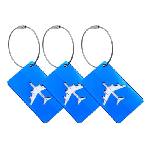 Kit 3 Tags Para Mala Mochila Bagagem Viagem Identificador Seguro Resistente (Azul)