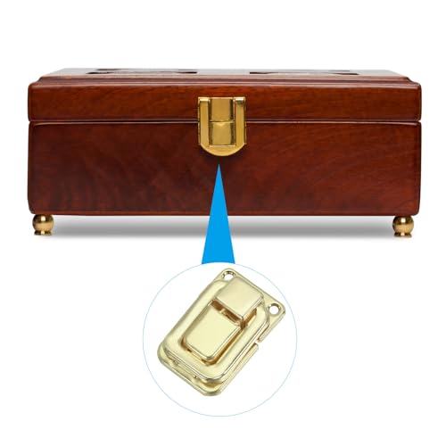 Image of PATIKIL Toggle Catch Lock 1.5 inch x 1 inch, 18 Pack Metal Buckle Hasp Lock Latch Clasp for Jewelry Box Wooden Case Decoration, Light Gold