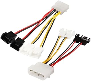 PNGKNYOCN 4-Pin Molex to 4 x 4 Pin Fan Connector Cable (Power 4 Fans from 1 Molex Connection!) 2X12V / 2X5V for CPU PC Case Fan2-Pack