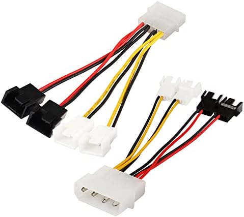 PNGKNYOCN 4-Pin Molex to 4 x 4 Pin Fan Connector Cable (Power 4 Fans from 1 Molex Connection!) 2X12V / 2X5V for CPU PC Case Fan2-Pack