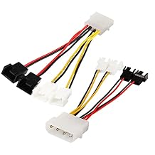 4-Pin Molex to 4 x 4 Pin Fan Connector Cable Power 4 Fans from 1 Molex Connection! 2X12V / 2X5V for CPU PC Case Fan2-Pack