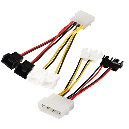 PNGKNYOCN Câble de connecteur de ventilateur 4 broches Molex à 4 broches (alimentation des 4 ventilateurs à partir de 1 connexion Molex!) 2x12v/2x5v pour...