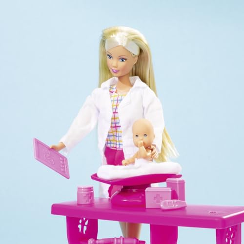Simba - Steffi Love - 573 2608 - Jeu d'imitation - Pédiatre 29 cm avec 2 Bébés 7 cm