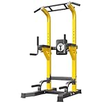 SogesHome Power Tower Pull Up Bar Dip Stand, 10 Adjustable Height Free Standing Assistive Trainer Dip Station, Multi-Function Strength Training Fitness Workout Station for Home Gym Fitness Equipment