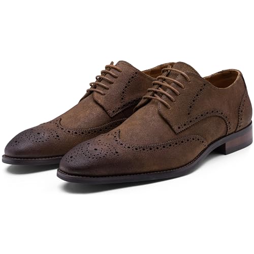 Image of Jousen Men's Dress Shoes Leather Wingtip Formal Business Oxford Shoes Brogue Retro Derby Dress Shoes for Men
