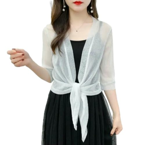 Tie Up Open Front Shrug Ladies Shawl Beach Summer Sun Protection Clothing Air-Conditioning Shirt4