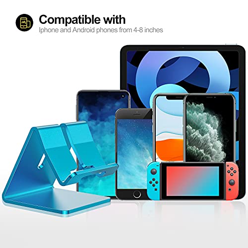 Desk Cell Phone Stand Holder Aluminum Phone Dock Cradle Compatible with Switch for iPhone 13 12 11 Pro Xs Xs Max Xr X 8 7 6 6s Plus 5 5s 5c, Office Decor Accessories Desk (Blue) - Thumbnail 6