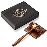 Omniwoodz Premium Wooden Gavel and Block Set with Gold Band - Perfect for Student, Lawyer, Auction, Court, and Judge Meetings - Large Acacia Wood Gavel with Rectangular/Square Block