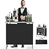 Vingli portable bar table 3 tier shelves mobile bar table for events party camping picnic tradeshow indoor with black skirt 39 l x 34 h  urban country home decor