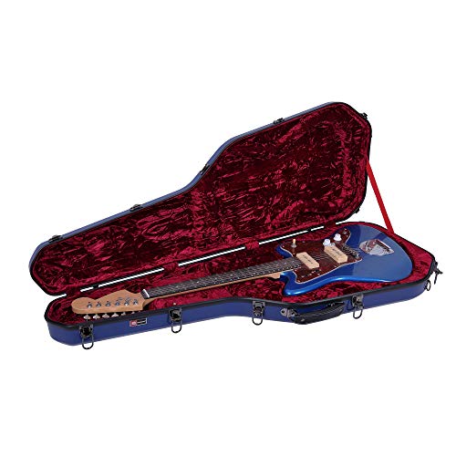 Image of Crossrock Fiberglass Electric Guitar Case for Jazz Mater Style, Navy Blue (CRF1000JMNVBL)