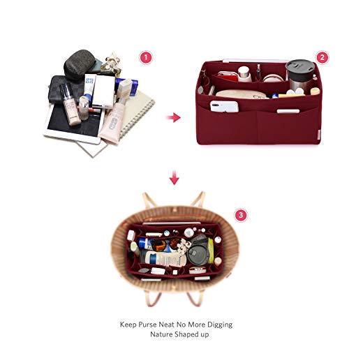 Image of Felt Purse Organizer, Multi Pocket Bag in Bag Organizer For Tote & Handbag Shaper, Speedy 30, Speedy 35 and Speedy 40, Medium, Large, Extra Large(Medium, Wine Red)