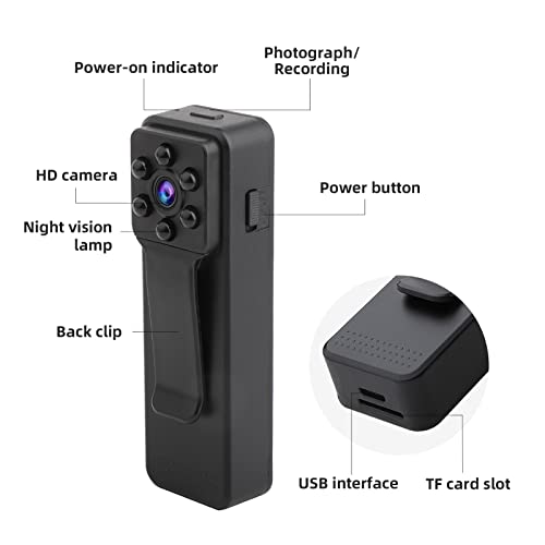 Câmera Corporal,Mini câmera digital 1080P Video Audio Recorder Micro Cam NapLoop Gravação Filmadora