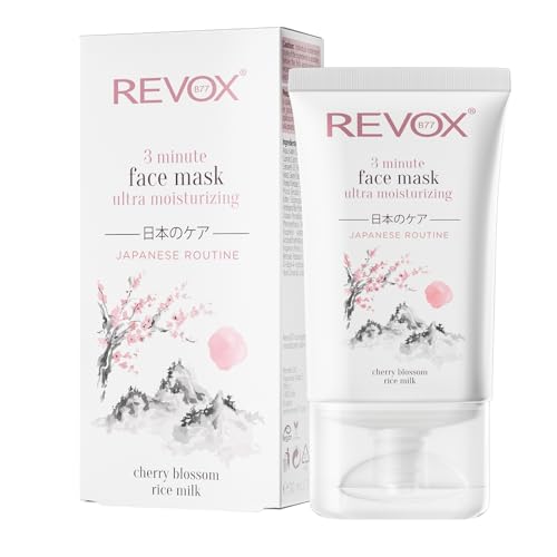 REVOX B77 - Japanese Routine 3 Minute Face Mask Ultra Moisturizing, 30 ml, Mascarilla Facial Hidratante Intensiva, Con Algas Wakame, Arcilla Rosa y Flor de Cerezo, Nutre, Suaviza y Revitaliza la Piel