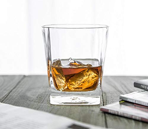 Image of Premium Crystal Whiskey Glasses Set of 6 Large Lead-Free Crystal Glass Tasting Cups Scotch Glasses Tumblers for Drinking Irish Whisky Bourbon Tequila (Square Tumbler, 6 * 9.1oz)
