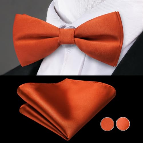 Image of Dubulle Mens Cummerbund and Bow Tie Set Paisley Floral Pretied Bowties for Men Pocket Square Cufflinks Wedding Business
