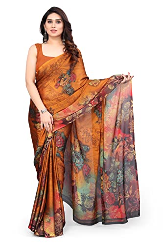 MIRCHI FASHION Women's Stylish Chiffon Floral Printed Saree with Blouse Piece