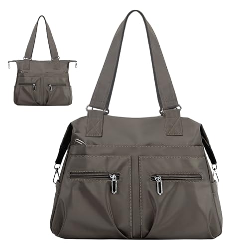Image of Nylon Tote Bag for Women Shoulder Tote Bag with Zipper Waterproof Nylon Purse and Handbags Lightweight Hobo Bag