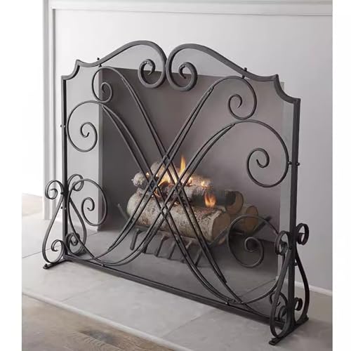 Protector de Chimenea Estilo Vintage Pantalla para Chimenea Independiente - Protector de Malla de Hierro Macizo para Chimenea de Interior, Protector antichispas