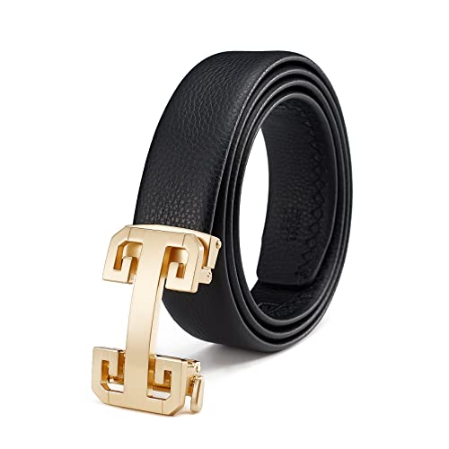 ARIMIA Fashion Mens Real Leather Ratchet Belt Black Adjustable Le...