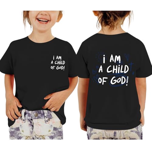 Image of KEEVICI Cute I Am A God of Child Shirt Girls Graphic Tees Christian T Shirts for Kids Jesus Religious Faith Cotton Summer Top