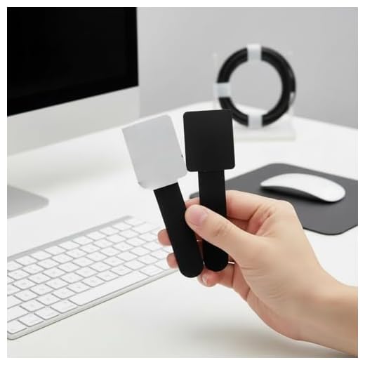 10Pcs Reusable Hook and Loop Cable Ties, Self-Adhesive Cord Organizer Straps for Home Office Use Black