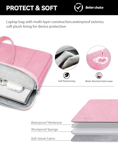 Image of Ferkurn Laptop Case Bag for Women Men Briefcase Messenger Bag, 15.6 16 Inch | Compatible with MacBook Pro M5 /HP OmniBook Omen Envy /Lenovo Yoga IdealPad /Dell Inspiron, Carrying Computer Bag,Pink