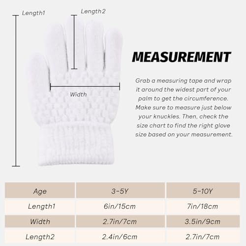 Image of JANGANNSA Cold Weather Kids Gloves Warm Knitted Children Magic Glove With Fleece Lining Winter Gloves For Boys Girls