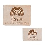 wunderwunsch - Personalisierte Erinnerungsbox Baby - Individuelle Baby Erinnerungsbox - Niedliche Erinnerungskiste aus Holz - Tolles Geschenk zur Geburt (Groß 30 x 20 x 14 cm)