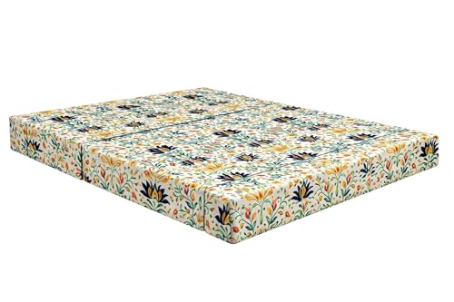 Image of Rosebell 4 Seater Foldable Printed Sofa Cum Bed (6 x 6 Feet) with Washable Cover | Multicolor | Ideal for Living Room, Office & Guest