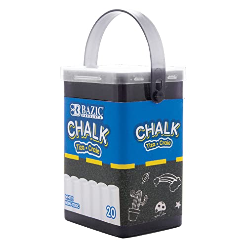BAZIC PRODUCTS White Chalk, Standard Size Blackboard Chalkboard Chalks, Great Game Activity for Kid Teacher School (20/Bucket)