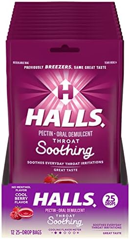 Halls Breezers Cool Berry Throat Drops - 300 Drops 25 Count (Pack of 12)