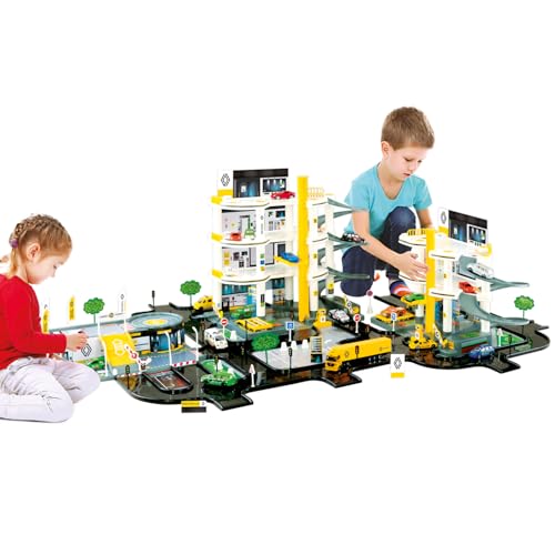 STARLUX – Doppelgarage Renault Riesen 1M/1M30 mit kompletter Servicestation mit 3 und 4 Ebenen, Einsatzplattform und 5 Meter Lange Rennstrecke – ab 3 Jahren