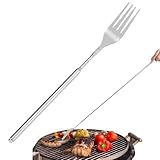 Tenedor Telescópico - Acero Inoxidable Mango Largo Antideslizante - Tenedor Extra Largo Menaje de Fiesta,Para Oficina Escuela Barbacoa Camping Parrilla al Aire Libre Senderismo