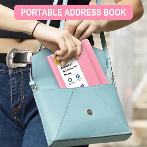 Address Book with Alphabetical Tabs, Pink, Small Address Book 6.1x4.7 inches, Contact Information Includes Names, Address, Cell Phone, Office, Email