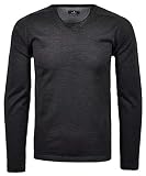 Ragman Herren Pullover Uni mit V-Ausschnitt,Anthrazit,S