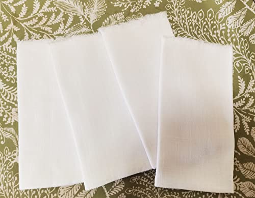 Flcsied Handmade Cloth Napkins 100% Cotton Napkins With Fringe, Set Of 4, 17.7 X 17.7 Inch Cotton Napkins Reusable Napkins Cloth Washable Table Napkins For Wedding Party (White) #TOP2