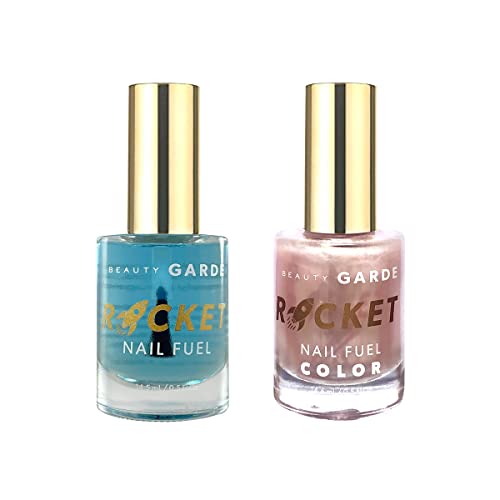 BeautyGARDE Rocket Nail Fuel and Polish Nail Care 2 Pack – 1 Rocket Nail Fuel & 1 Nail Polish Color - Rose Quartz, Nail Strengthener & Growth Treatment, Nail Polish, 21-Free Nail Care