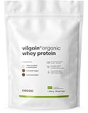 Vilgain Organic Whey Protein (1000 g) Kakao – Bio Molkenprotein Konzentrat Ohne Zuckerzusatz, Grass-Fed Eiweißpulver Für Muskelaufbau, Natürlicher Proteinshake Mit Stevia, Glutenfrei & Low Carb Snack
