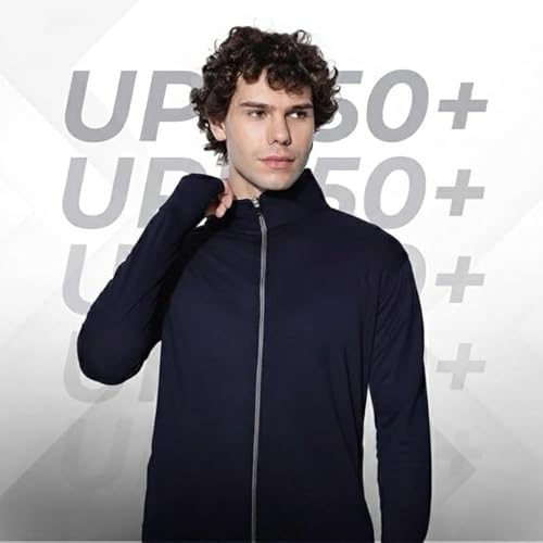 Image of Caraba Sunscreen Jacket with UV Protection UPF 50+ for Men | Lightweight & Breathable Coolrush Jacket | Anti-Tan & SPF 50+ Sun Protection | Quick Dry Nylon Jacket for Outdoor & Sports (Navy Blue)
