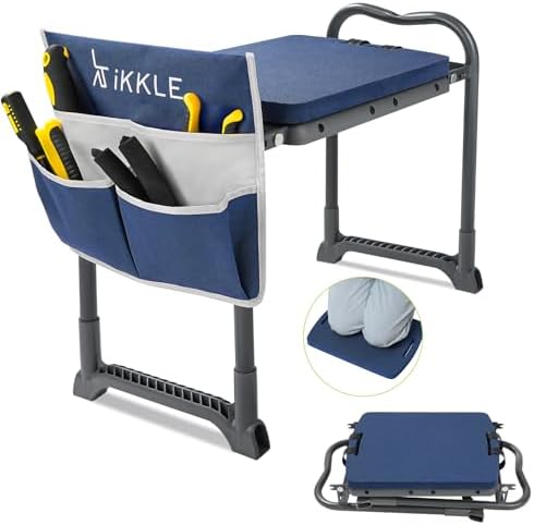 Garden Kneeler And Seat With Tool Pouch - Heavy Duty, Folds, Supports 350 Lbs
