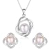 Stunning Flawless Pearl Stud Earrings & Silver Chain Pendant Set| Impeccable Quality Natural, Flawless Freshwater Pearl & 925 Sterling Silver| The Most Unique Fashion Jewelry Set (2 | Pink Pearls)