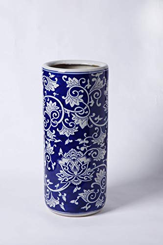 Image of Home Gift 18" Porcelain Umbrella Stand, Vintage Blue and White Floral Design