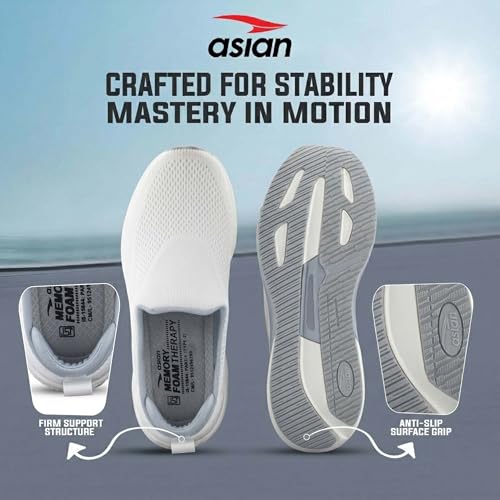 Image of ASIAN Wonderwalk Pro-14 Men's Walking Shoes | Lightweight Slip-On Sports Sneakers | Breathable Knit Mesh | Memory Foam Shoes with Anti-Slip Grip Sole