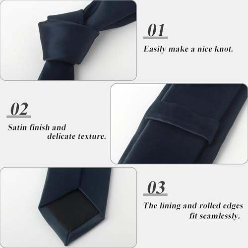 Image of Landisun Black Tie Men Women Solid Skinny Ties Slim Ties Satin Tie