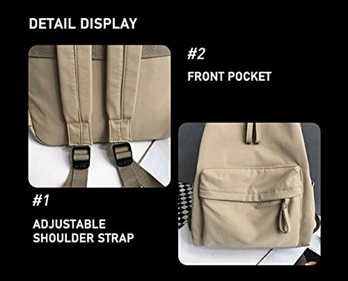 Mochila feminina de lona, moderna, cor lisa, mochila escolar para adolescentes, Branco, Medium